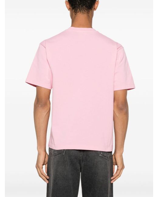 Stockholm Surfboard Club T-shirt Met Geborduurd Logo in het Pink