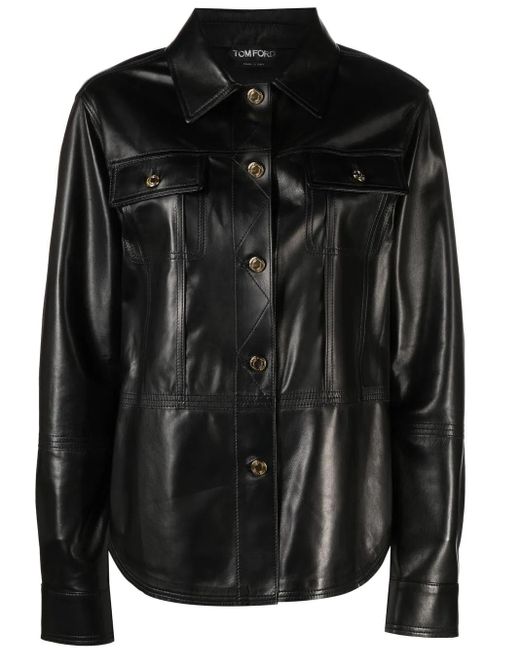 Tom Ford Black Calf-Leather Shirt