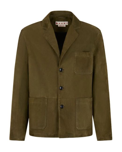 Marni Green Textured Double-Pocket Blazer for men