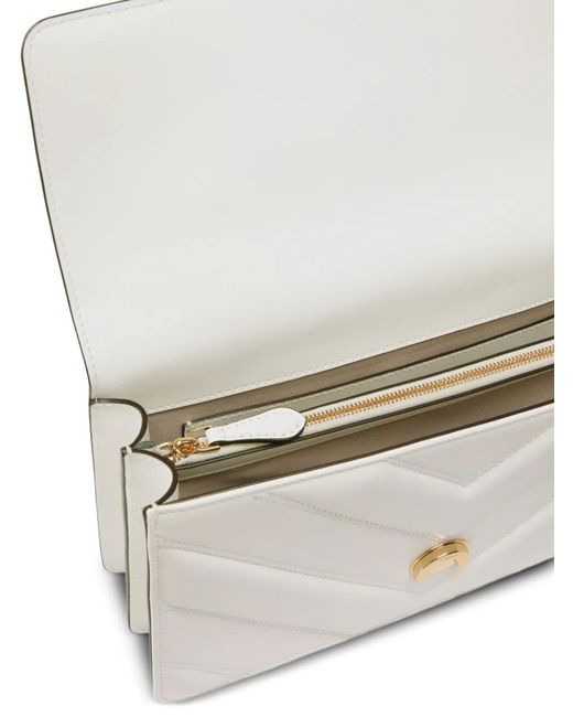 Pinko Natural Medium Love Bag One Chevron Chain Leather Shoulder Bag