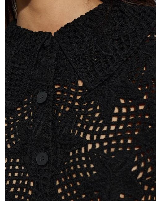 By Malene Birger Black Gwenevere Crochet-Knit Cardigan