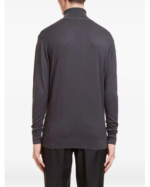 Aiezen Gray Roll-Neck Ribbed Sweater for men