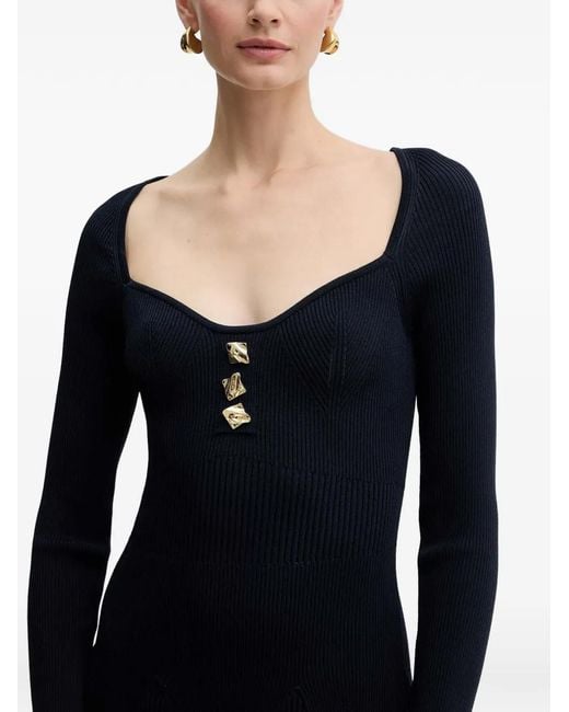 Fracomina Mini-Jurk Met Sweetheart Hals in het Black