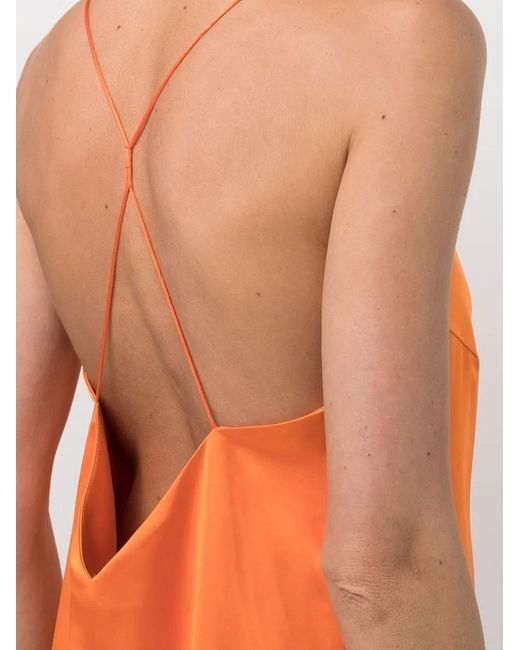 Blanca Vita Orange Robe Longue Arise Maraso À Col Bénitier