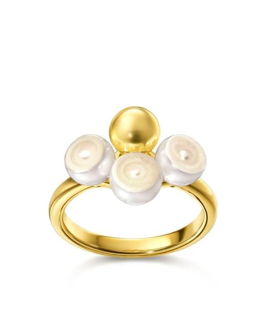 Tasaki Metallic 18kt Yellow Gold M/g Sliced Sphere Pearl Ring