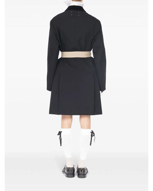 Maison Margiela Black Two-Tone Belted Coat for men
