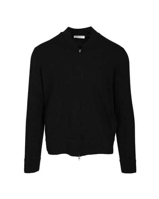 Al Duca D'aosta Black Merino-Wool Zip-Up Cardigan for men