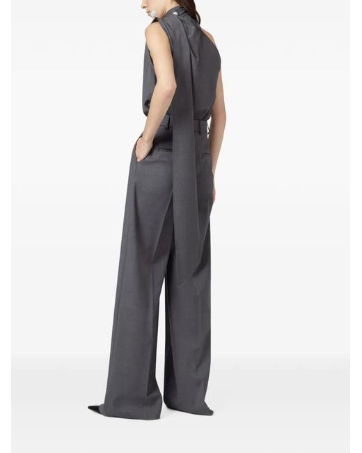 GIUSEPPE DI MORABITO Gray One-Shoulder Crystal-Embellished Top