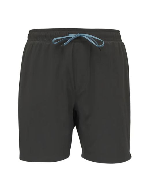 Faherty Brand Gray Drawstring-Waist Swim Shorts for men