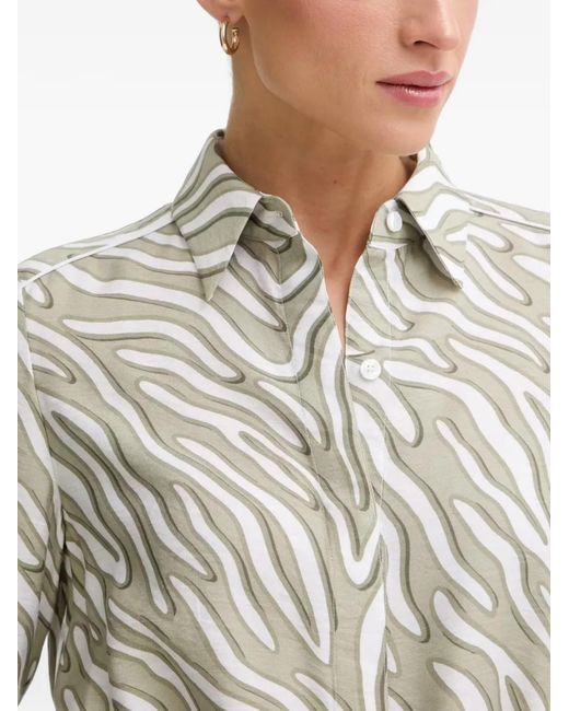 MARC AUREL Gray Zebra-Print Three-Quarter-Sleeve Shirt