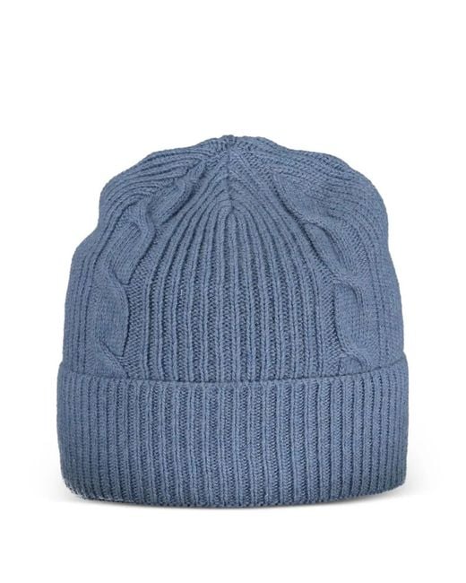North Sails Blue Cable-Knit Beanie Hat