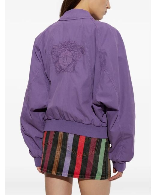 Versace Purple Medusa Embroidered Zip-Up Jacket