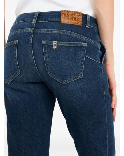 Liu Jo Blue Logo-Patch Bootcut Jeans