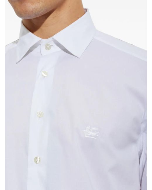 Etro White Embroidered-Logo Shirt for men