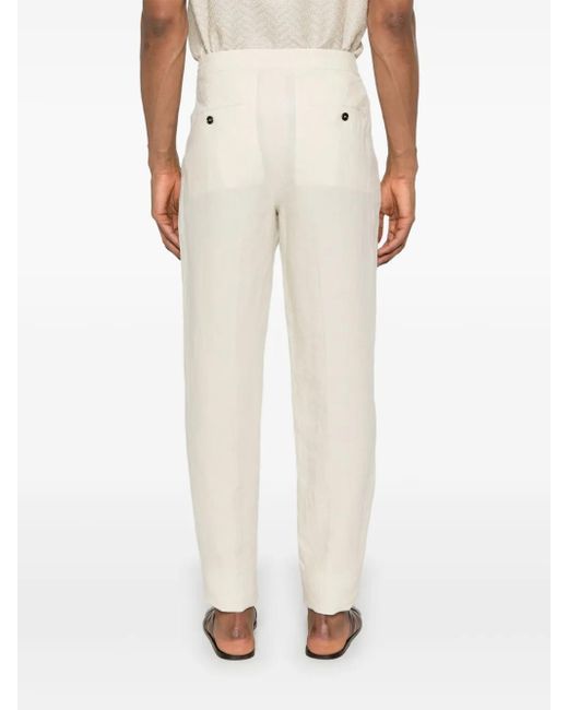 メンズ Zegna リネン テーパードパンツ White