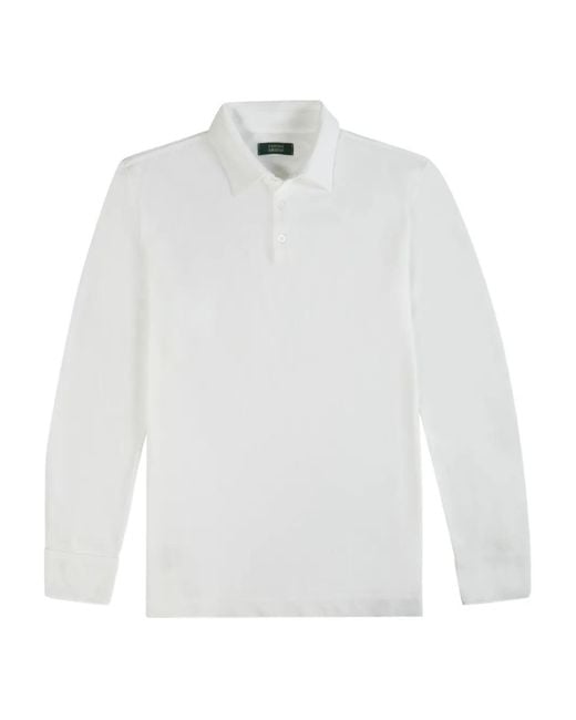Zanone White Pique Cotton Polo Shirt for men
