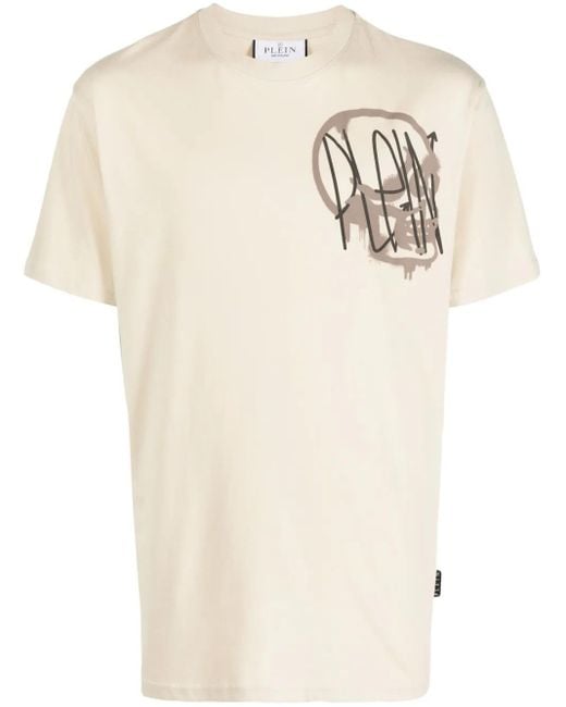Camiseta SS con cuello redondo Philipp Plein de hombre de color Natural