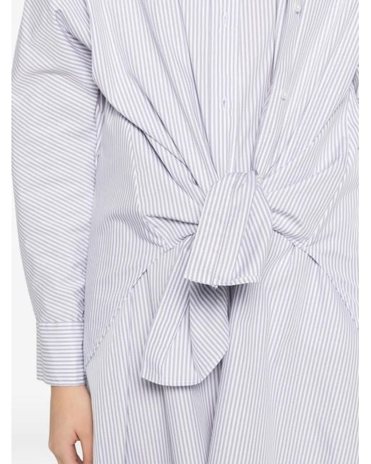 Manuel Ritz White Striped Tie-Waist Mini Dress