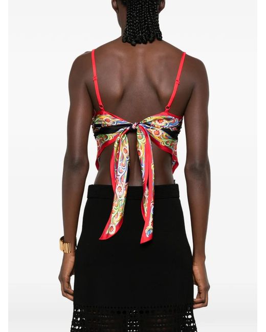 Dolce & Gabbana Pink Carretto-Print Silk Top