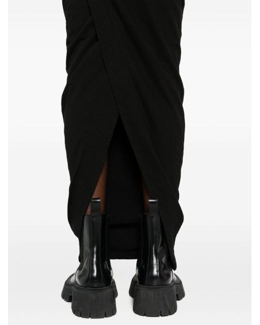 Rick Owens Black Pillar Draped-Detail Skirt