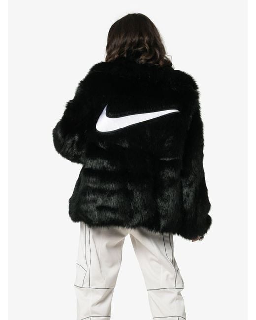 Nike X Ambush Reversible Faux Fur Bomber Jacket in Black | Lyst