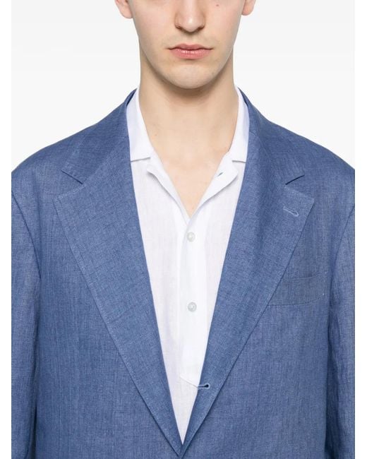 Brunello Cucinelli Blue Costume En Lin for men