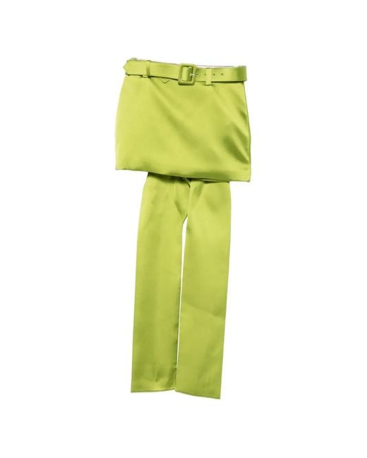 Self-Portrait Green Belted Bow-Detail Mini Skirt