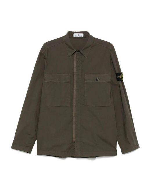 メンズ Stone Island コンパスバッジ オーバーシャツ Green
