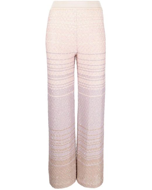 Missoni Pink Sequin-embellished Straight-leg Trousers