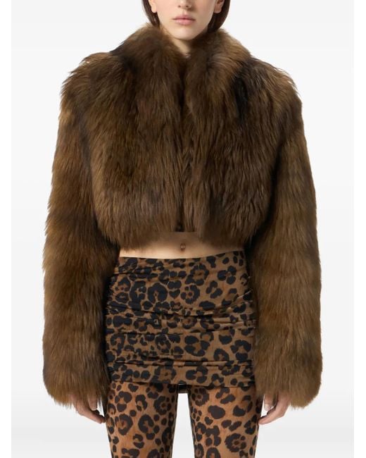 Blumarine Brown Cropped Fur Jacket