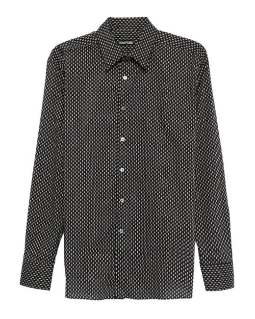 Tom Ford Hemd Mit Geometrischem Print in Gray für Herren