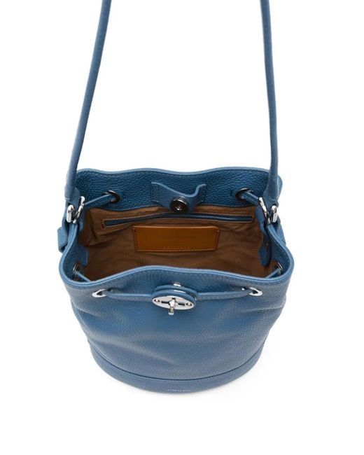 Zanellato Blue Small Monda Turn-Lock Bucket Bag