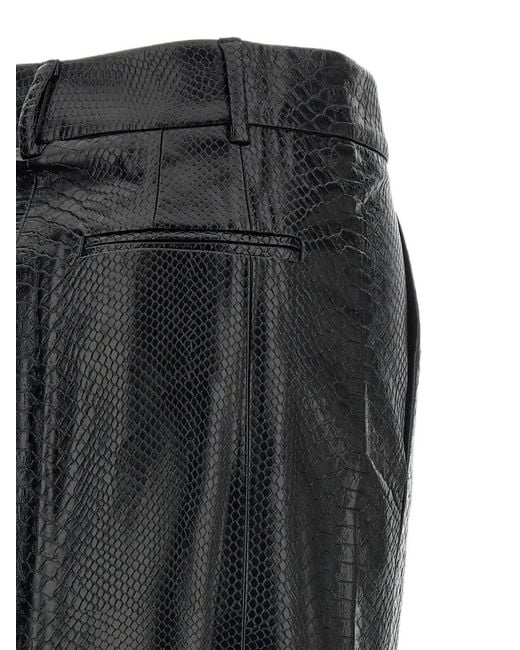 ANDAMANE Black New Xania Snake-Effect Midi Skirt