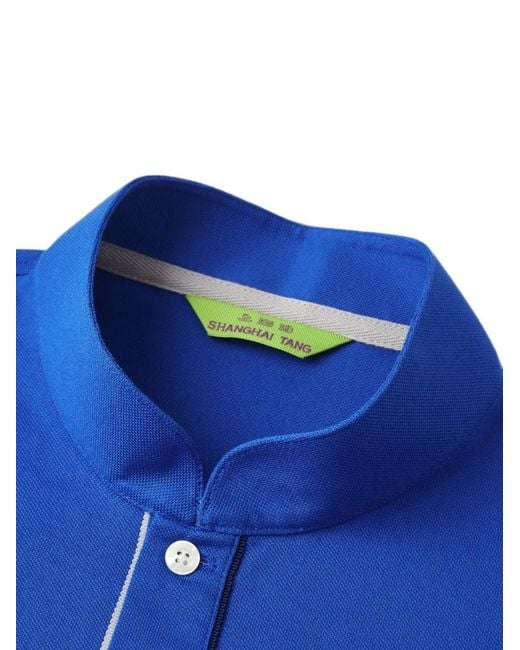 Shanghai Tang Blue Polo Tang Dragon En Coton for men