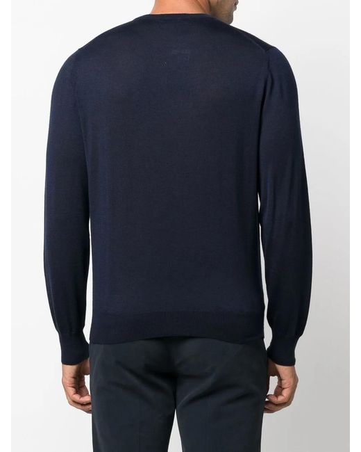Canali Ribgebreide Sweater in het Blue voor heren