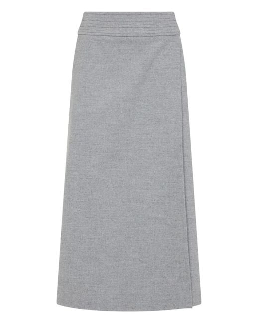 Peserico Gray Wool Midi Skirt