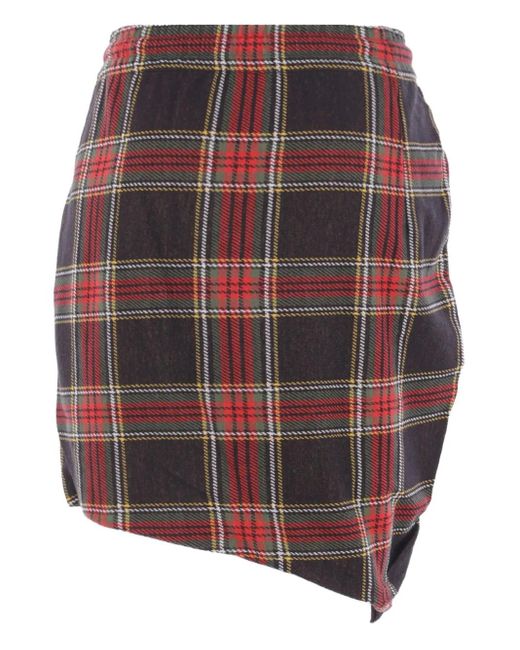 Vivienne Westwood Red Drawstring Plaid Skirt