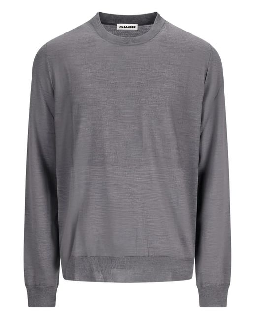 Jil Sander Wollen Trui Met Ronde Hals in het Gray voor heren