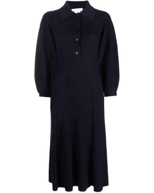Chloé Wool Polo Midi Dress in het Black