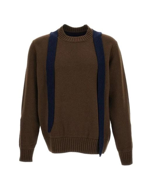 Sacai Gray Scarf-Detail Sweater