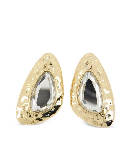 Self-Portrait Metallic Hammered Crystal Earrings
