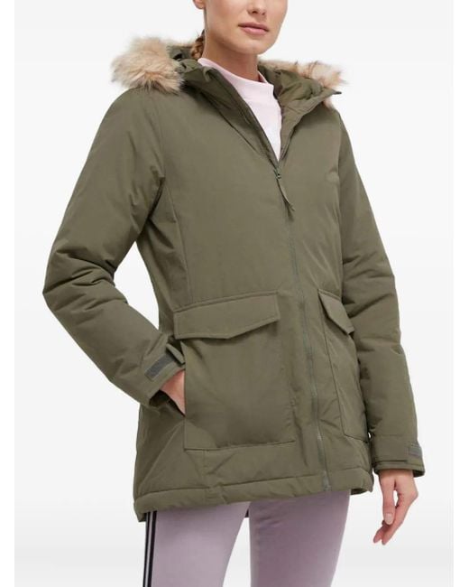 Adidas Green Faux-Fur Trimmed-Hood Jacket