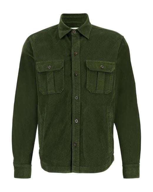 Boglioli Green Buttoned Corduroy Overshirt for men