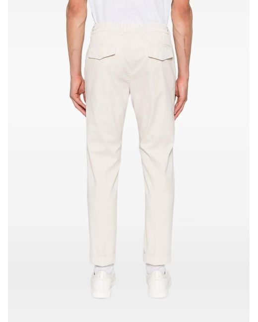 Eleventy White Pleated Drawstring Trousers for men