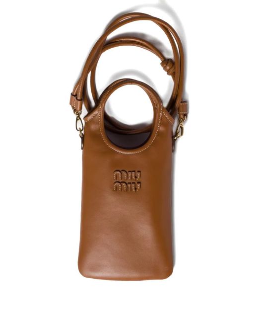 Miu Miu Brown Leather Smartphone Case