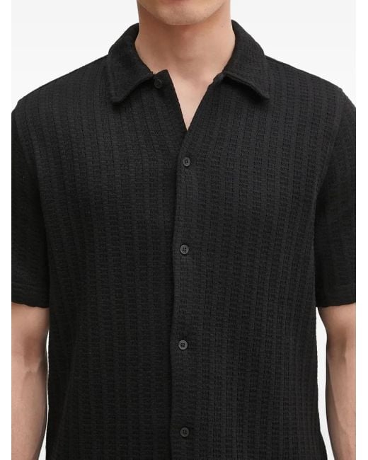 Samsøe & Samsøe Black Ribbed Short-Sleeve Shirt for men