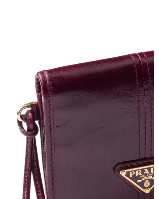 Prada Purple Patent-Leather Logo-Plaque Wallet