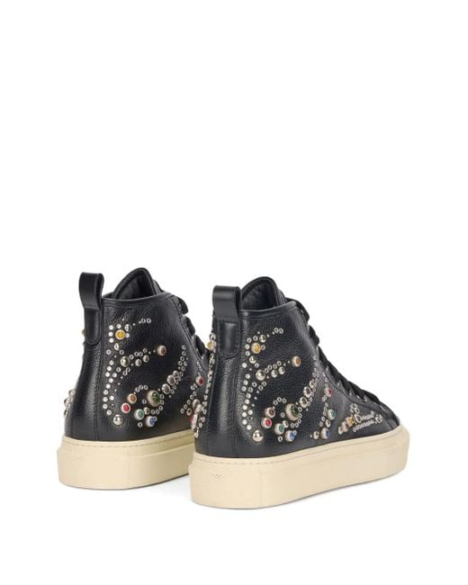 Roberto Cavalli Black Stud-Embellished High-Top Sneakers for men
