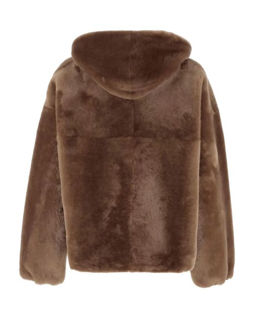 Blancha Brown Hooded Shearling Jacket