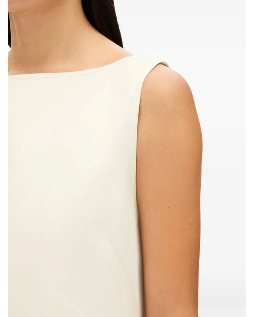 Another Tomorrow White Double-Face Sheath Midi Dress
